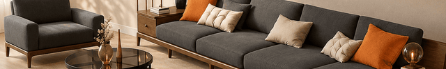 Monaco Japandi Modern Sectional Sofa Couch with Lounger for Living Room & Lounges