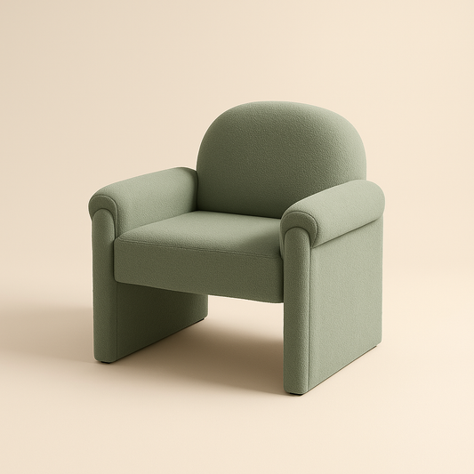 Aurelle- Modern Upholstered Armchair with Wide Armrests, Curved Backrest and Flat Seat