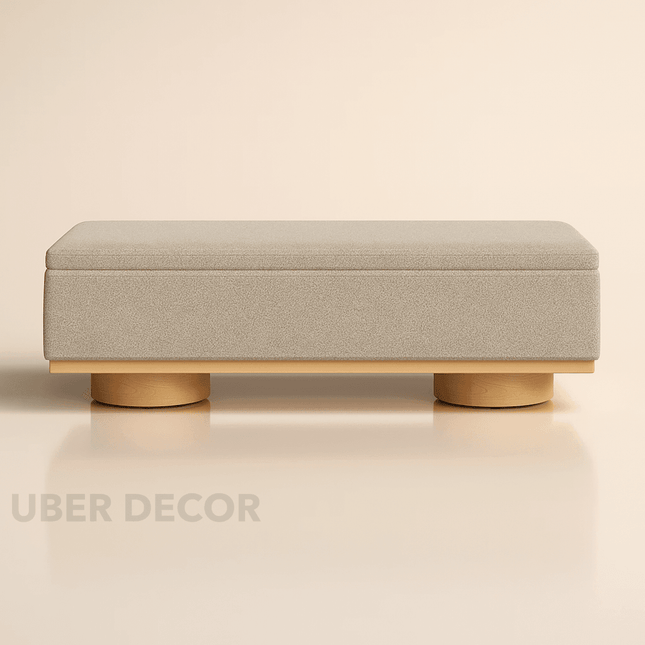 Madurai Charm Contemporary Solid Wood Storage Bench Modern Minimal Customisable Seating for Bedroom Living Entryway and Lounge