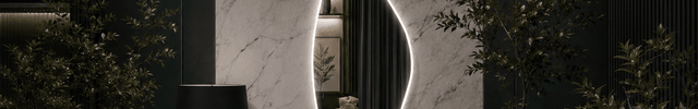 Silka Abstract Frameless LED Wall Hanging Mirror with Front or Back Lit for Bathroom Vanity and Modern Interiors