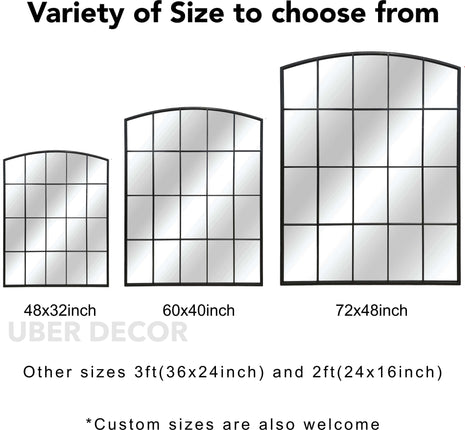 Classic Roman Arched Window Mirror – Full-Length Mirror for Living Room, Bedroom, and Entryway Decor - Uber Decor