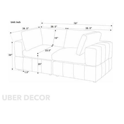 Liraya 79" Loveseat- Bubble Style Cushioned 2 Seater Sofa Couch for Living Room or Office
