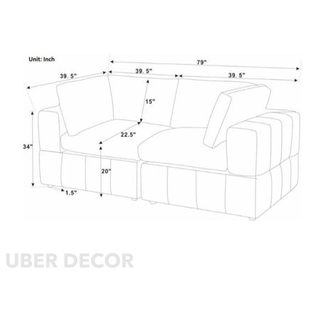 Liraya 79" Loveseat- Bubble Style Cushioned 2 Seater Sofa Couch for Living Room or Office - Uber Decor