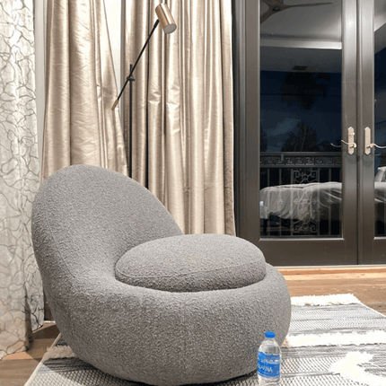 Alyra- Round Laid Back Upholstered Swivel Accent Lounge Chair for Office or Home