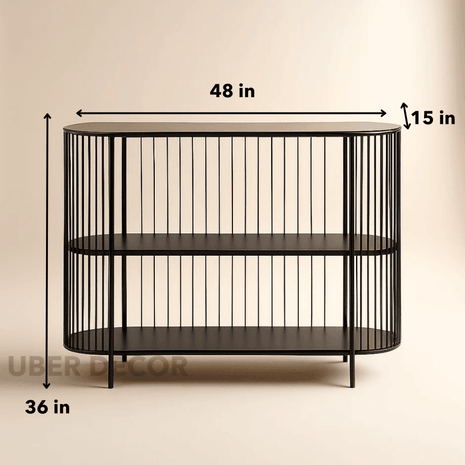 Midnight Ravel Console Table – Sculptural Mid-Century Modern Display Console for Living Room or Hallway - Uber Decor