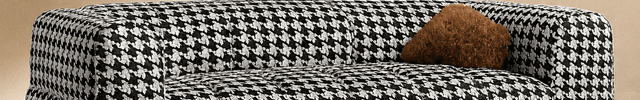 Vallettan 2-3 Seater Modern Sofa Houndstooth Designer Couch for Living Room & Lounge