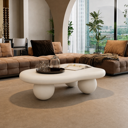 Yarra Noir Wabi-Sabi French Cloud Coffee Table – Japandi Minimalist Rounded Legs Center Table for Living Room