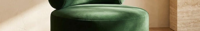 CozyLuxe Round Ottoman – Upholstered Lounge Stool with Curved Bolster Backrest