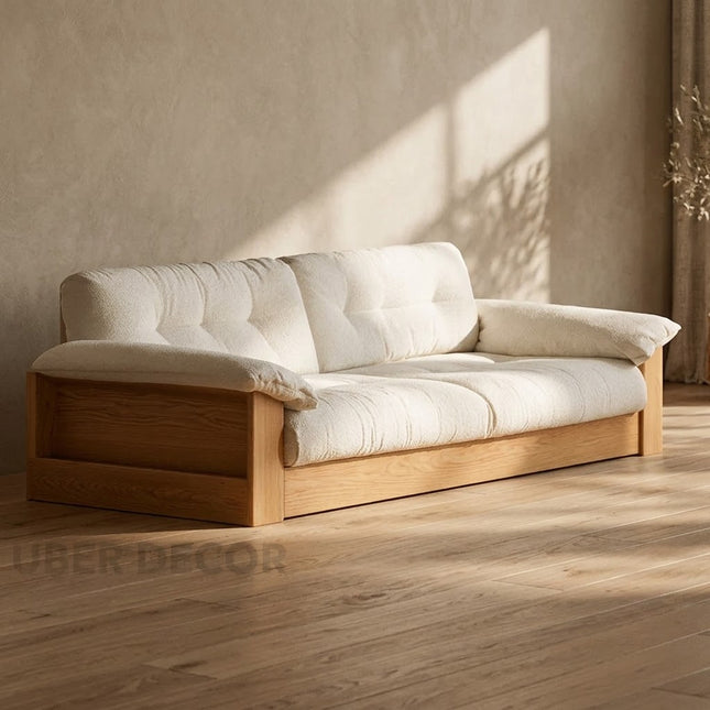 Juneau Wooden Sofa Modern Rustic Couch with Deep Cushions for Living Room