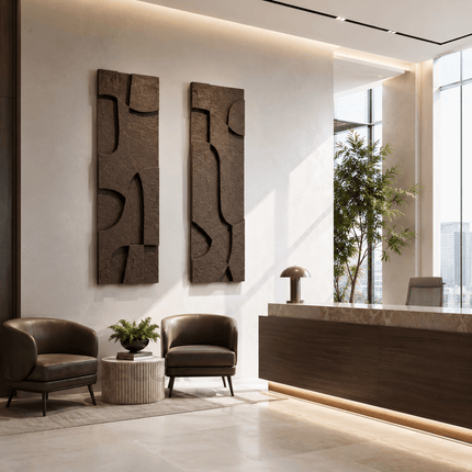 Carved Path Rhythm Japandi 3D Wall Art Set of 2 – Living Room Panels