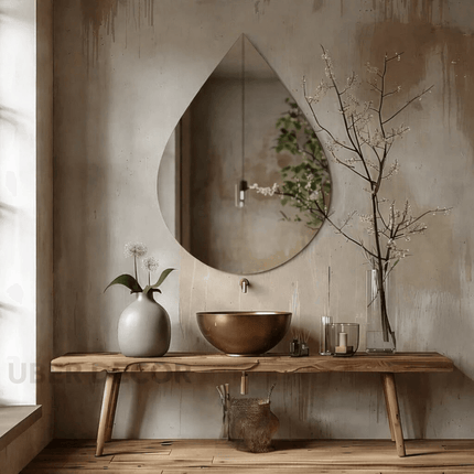 Mira Drop Frameless HD Mirror – Modern Raindrop Wall Mirror for Living Room, Bathroom & Bedroom