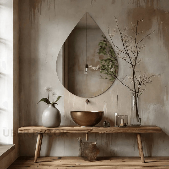 Mira Drop Frameless HD Mirror – Modern Raindrop Wall Mirror for Living Room, Bathroom & Bedroom