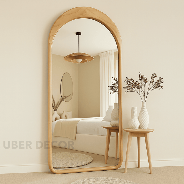 Celeste Arched Teak Floor Mirror – Elegant Full-Length Mirror for Bedroom & Living Room