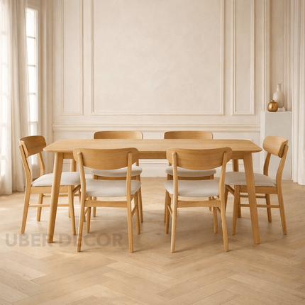 Trevara Fern Mid-Century Modern Wooden Dining Table for Kitchen Dining Area