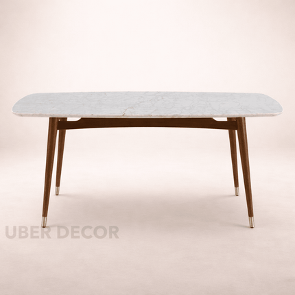 Truehome Dining Table Elegant Marble Top with Solid Wood Base Contemporary European Inspired Dining Table for Dining Room Kitchen and Living Spaces