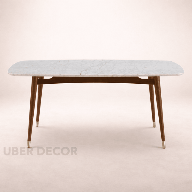 Truehome Dining Table Elegant Marble Top with Solid Wood Base Contemporary European Inspired Dining Table for Dining Room Kitchen and Living Spaces