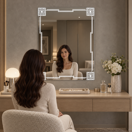 Decora Art Deco LED Mirror – Frameless Wall Hanging Mirror with Front or Back Lit for Vanity & Powder Room