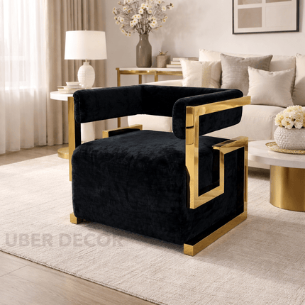 Aurora Luxe Accent Chair – Mid-Century Modern Glam Lounge Seating with Stainless Steel Frame for Living Room & Hotel Spaces