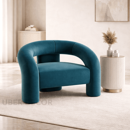 Zagora Nordic Accent Chair – Minimalist Wood-Framed Puff Seat for Living Room, Bedroom, Balcony & Reception Spaces