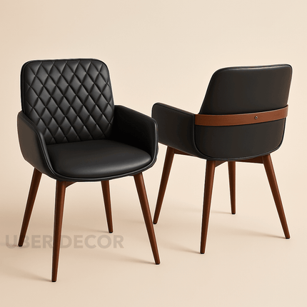 Tavra Contemporary Dining Chair Set of 2 Modern Custom Made Design with Armrest Ideal for Dining Room Office Space - Uber Decor