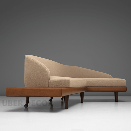 Dallas 4-Seater Modern Sectional Sofa Wooden Base Neutral Upholstered Couch for Living Room