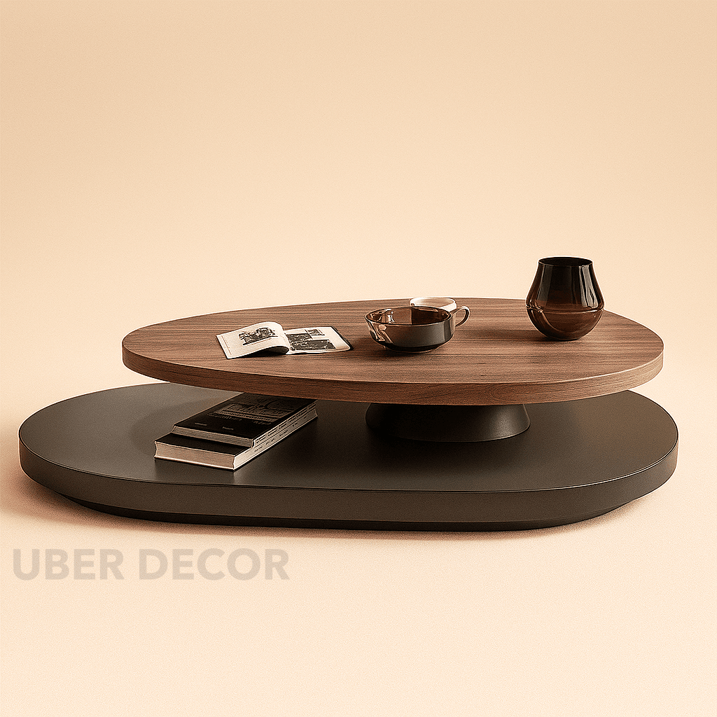 Avon Epoque Vintage Minimalist Oval Coffee Table – Solid Walnut