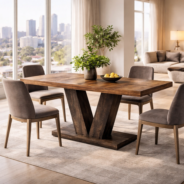 Gentlewood Dining Table Modern Mid Century Scandinavian Style With Solid Wood Legs for Dining Room Kitchen Dining Area