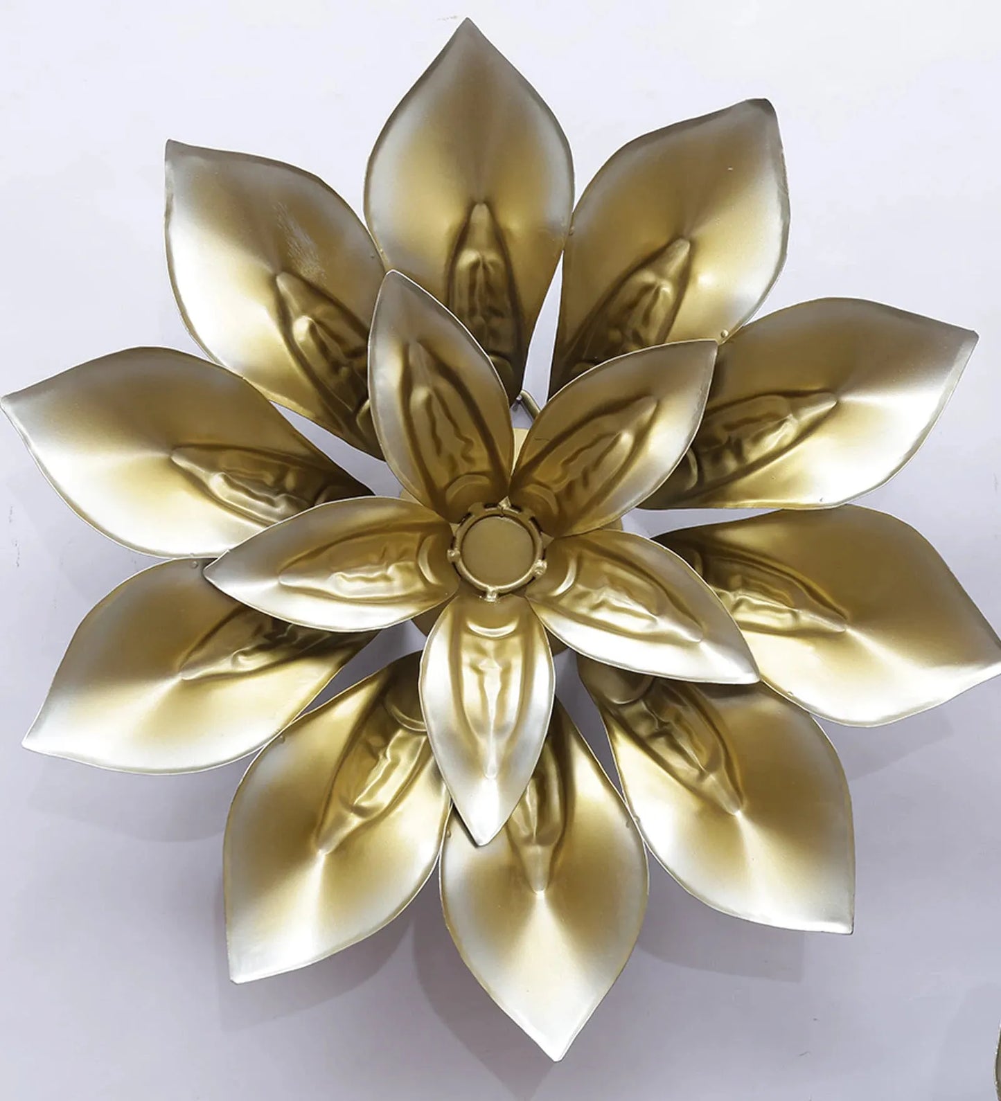 Golden 3D Metallic Flowers Metal Hanging Metal Wall Art - Set of 3