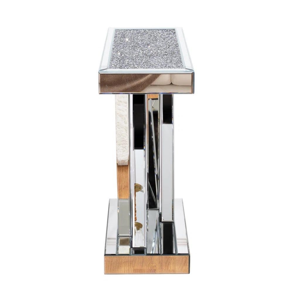 Prism Elegance- W shaped Modern Luxury Designer Diamond Glass Mirrored Console Table