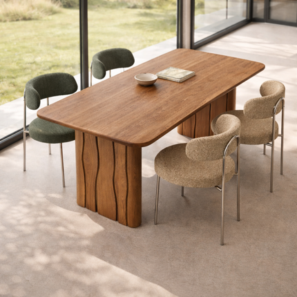 Axton Heritage Dining Table Mid Century Modern Architectural Design Scandinavian Inspired Solid Wood Legs Natural Finish Dining Furniture for Dining Room