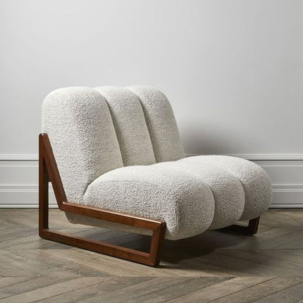 Pure Nest Bedroom Chair Mid Century Modern Scandinavian Inspired Solid Wood Frame Fixed Base Cozy Chair Living Room and Bedroom