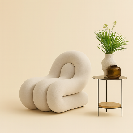 Cloud Drift Modern European Sculptural Accent Chair with Fixed Base Lounge Chair for Living Room and Lounge