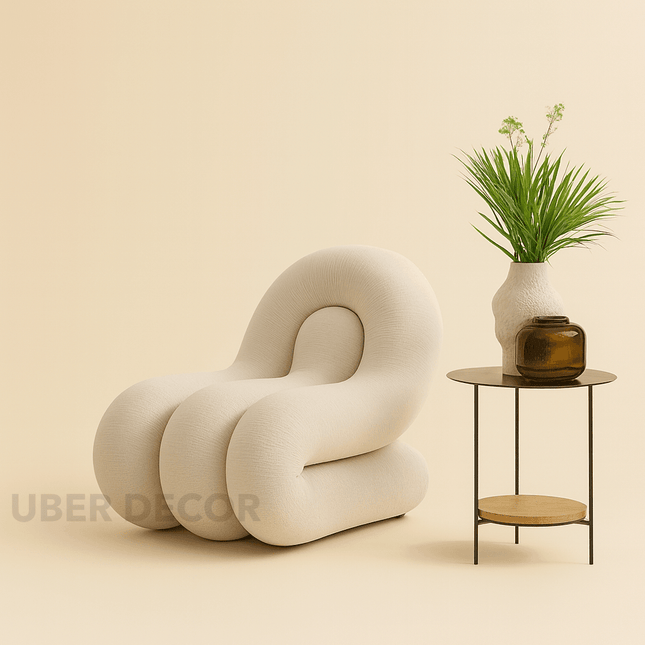 Cloud Drift Modern European Sculptural Accent Chair with Fixed Base Lounge Chair for Living Room and Lounge