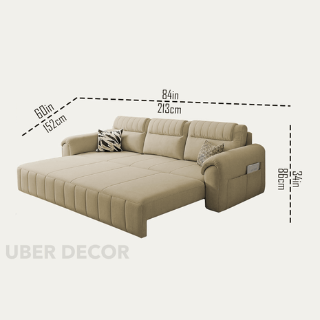 Dalian grand sofa cum bed – customisable fabric and size, made to order India