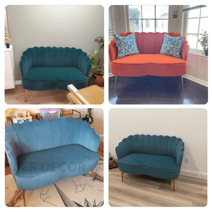 Sariel 50" Loveseat- Tufted Back Curved 2 Seater Sofa for Kids Room, Small Spaces, Hotel, Apartment