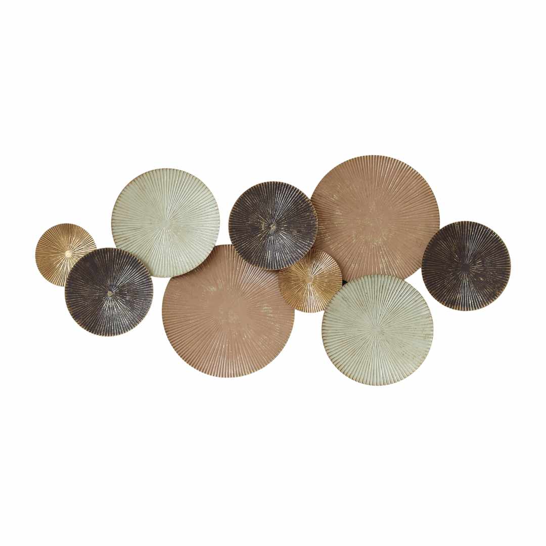 50 Shades of Brown Textured Discs Metal Wall Hanging Metal Wall Art