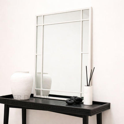 LumeView- Window Pane Style Rectangle Metal Framed Mirror for Dining Area, Foyer or Living Room
