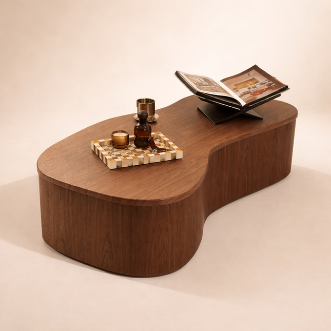 Belait Organic Coffee Table Contemporary Luxe Italian Inspired Minimal Designer Center Table Custom Finish Statement Table for Designer Studio