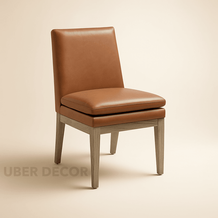 Lorin Modern Dining Chair Custom Made Minimal Design with Solid Wood Base Ideal for Dining Room Formal Dining Area - Uber Decor