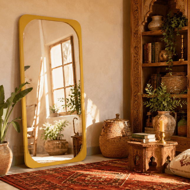 Selma Rounded Rectangle Full Length Moroccan Mirror – Contemporary Floor Mirror