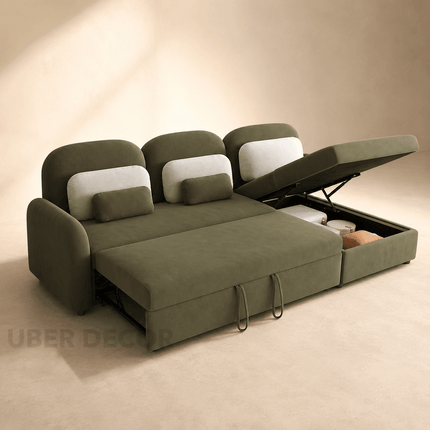 MONZA- Modern L Shaped Convertible Sofa Bed with Storage and Side Table for Living Room