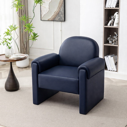 Aurelle- Modern Upholstered Armchair with Wide Armrests, Curved Backrest and Flat Seat