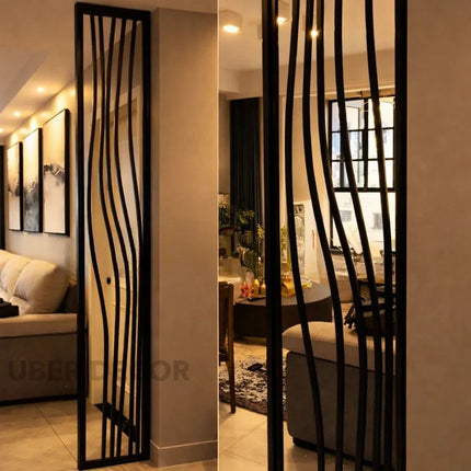 FLUEN Stainless Steel Vertical Flow Room Divider With Curved Line Design For Living Room Study Area And Modern Interior Spaces
