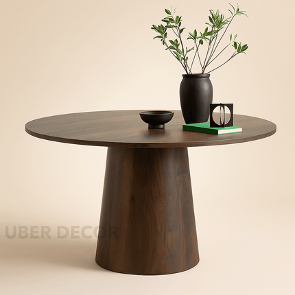 Haven Round Dining Table Contemporary Japandi Inspired Design Custom Made Minimalist Statement Piece for Modern Dining Rooms - Uber Decor