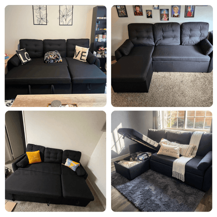 Savannah Sectional Sofa with Storage - Reversible Pull Out Couch Sofabed - Uber Decor