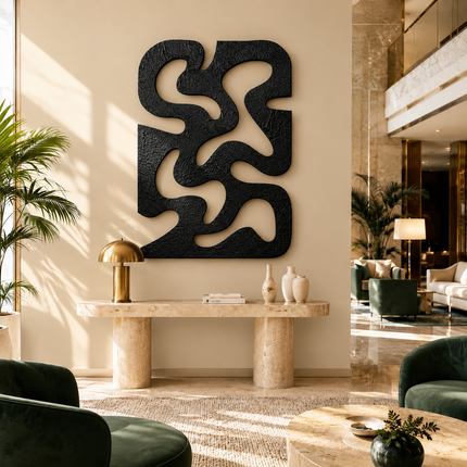 Organic Maze Japandi Wall Art – Abstract Cutout Relief for Living Room