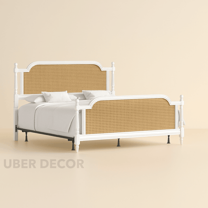 MapleGrace Colonial French Cane Panel Customisable Bed for Elegant Master Suites