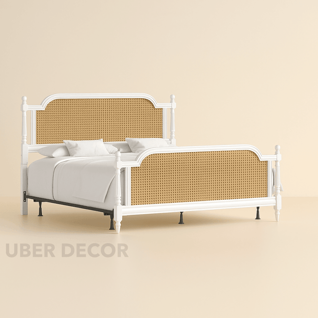 MapleGrace Colonial French Cane Panel Customisable Bed for Elegant Master Suites