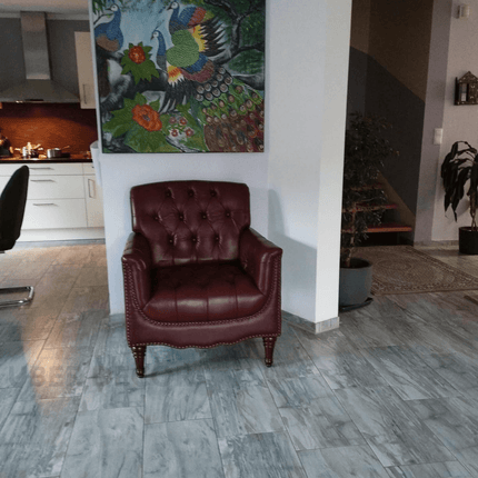 Nivelle Accent Chair- Timeless Sophisticated English Style Tufted Leather Armchair for Reading room