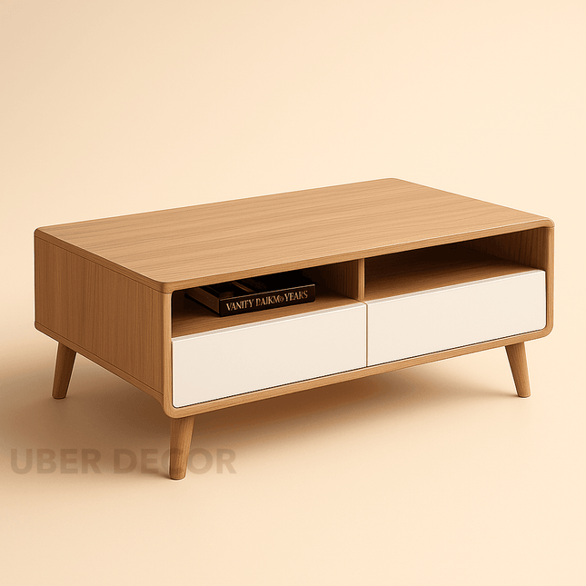 Viano Plain – Modern Coffee Table, Nordic Inspired  TV Unit with Rounded Edge Design